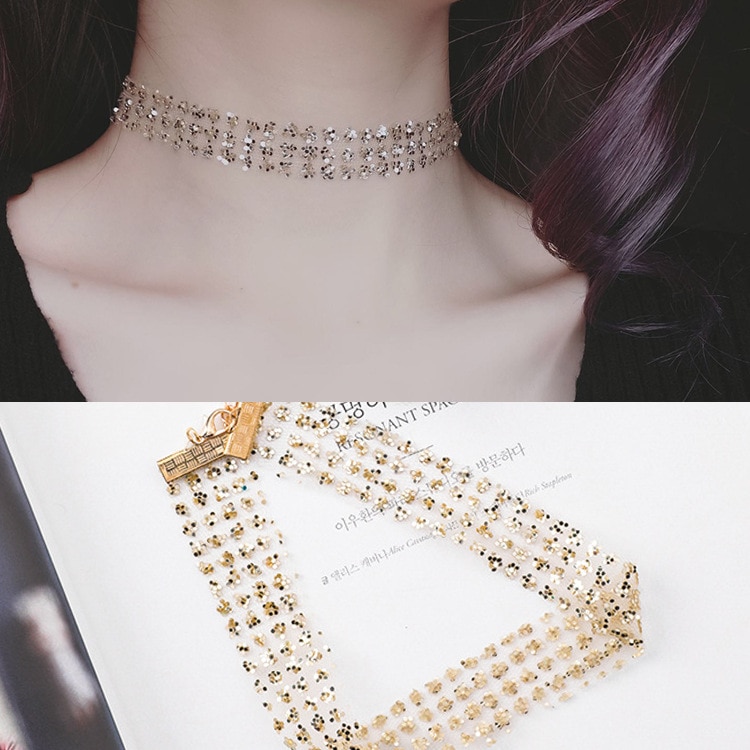 Gauze Sequin Necklace Simple Versitile Necklace Choker Women's