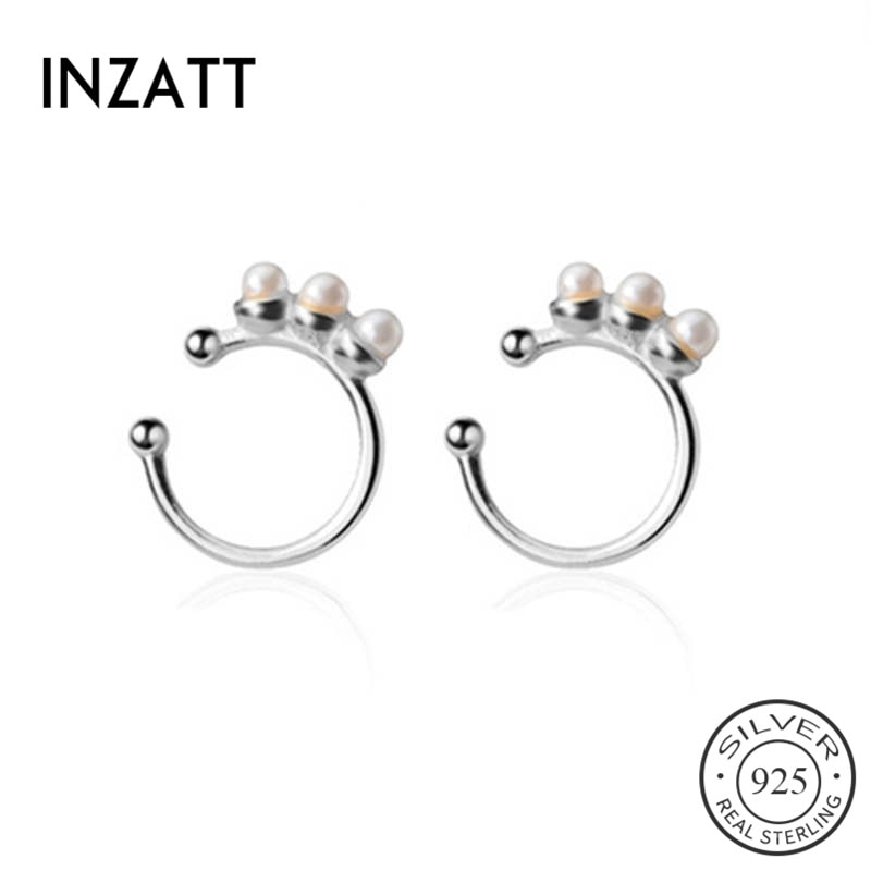 Inzatt リアル 925 スターリングシルバーシンプルパールファッション女性パーティーファインジュエリー幾何アクセサリー