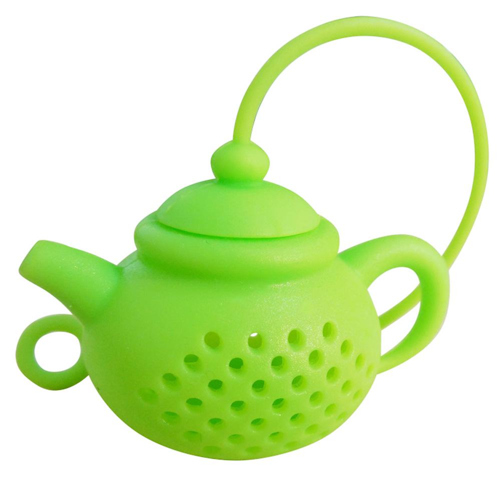 1Stck Kreative Teekanne-bilden Tee-ei Sieb Silikon Tee Tasche Blatt Filter Diffusor Teegeschirr Teekanne Zubehör Küche Gerät: Grün