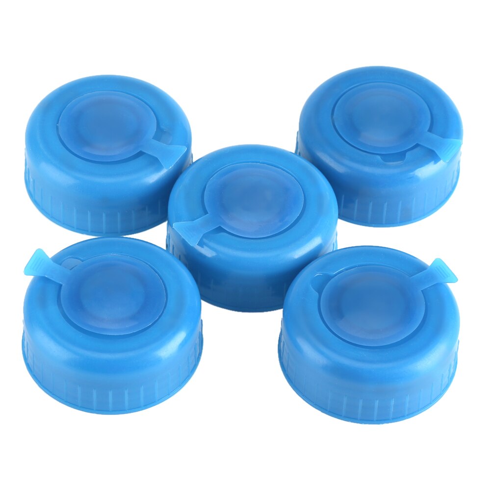 5Pcs Blue Gallon Drinking Water Bottle Bucket Screw On Cap Replacement Anti Splash Lid Reusable Caps Top Thread Kitchen Supplies