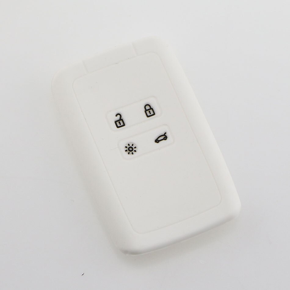Silikone nøgle fob cover cover til renault talisman captur espace clio megane koleos scenic 4 card remote keyless: Almindelig hvid