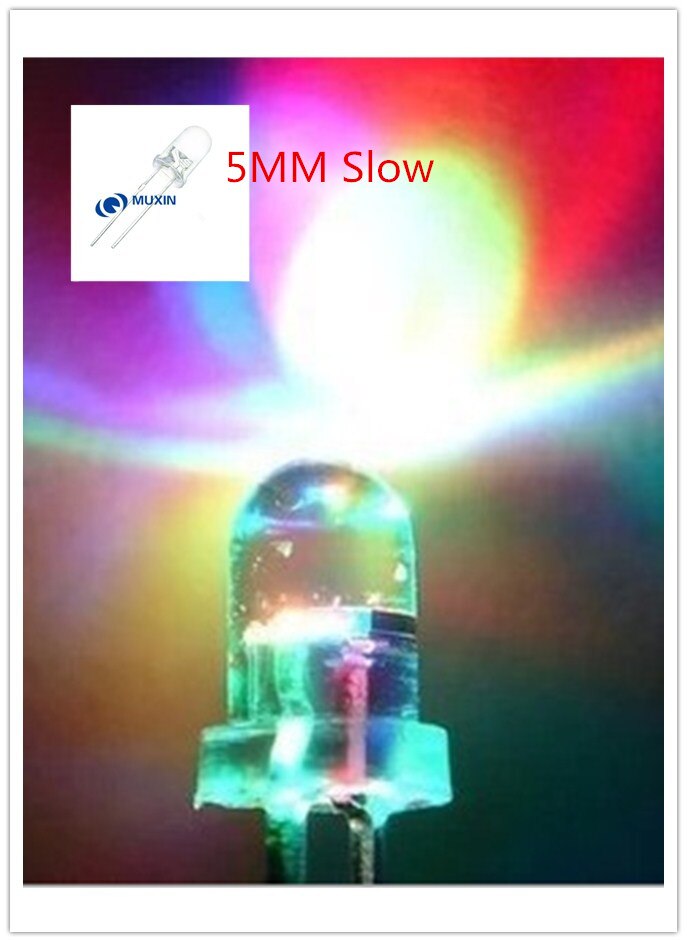 50PCS 2PIN 5MM RGB 7 kleuren Langzaam knipperen LED light-emitting diode (LED) producten en ROHS 5mm RGB 7 kleuren Langzaam flash LED