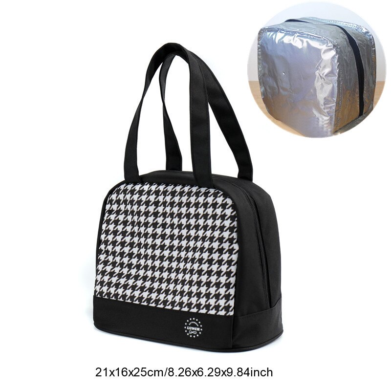 Lunchbox Voedsel Zak Vrouwelijke Geïsoleerde Thermische Verse Cooler Lunch Pouch Draagbare Werk School Picknick Rits Tote Accessoires: B Black