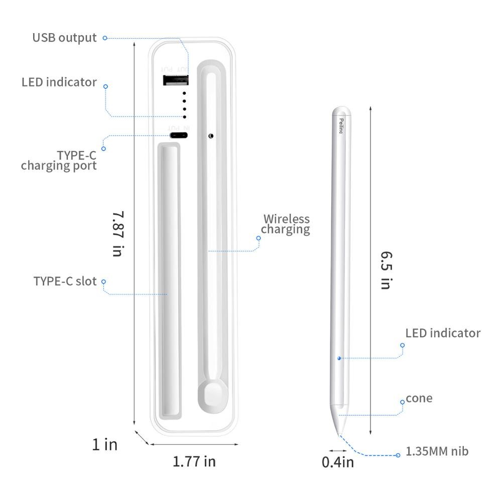 For Apple Pencil, iPad Pen For iPad Pro 3rd Gen 11/12.9 in, 6th 7th mini 5 Air 3 with Palm Rejection Wireless Charger Box