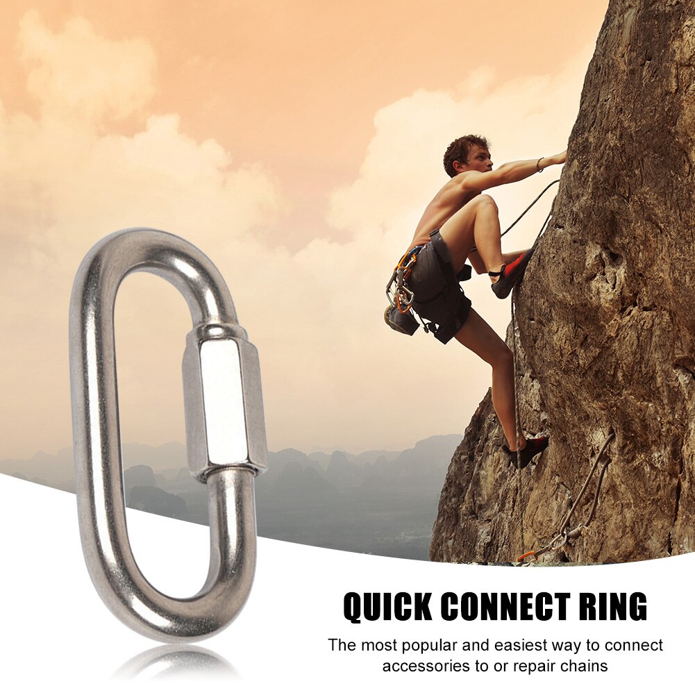 Stainless Steel Screw Lock Climbing Gear Carabiner Quick Links Chain Climbing Carabiner Snap Hook Ourdoor Mountaineering Tool