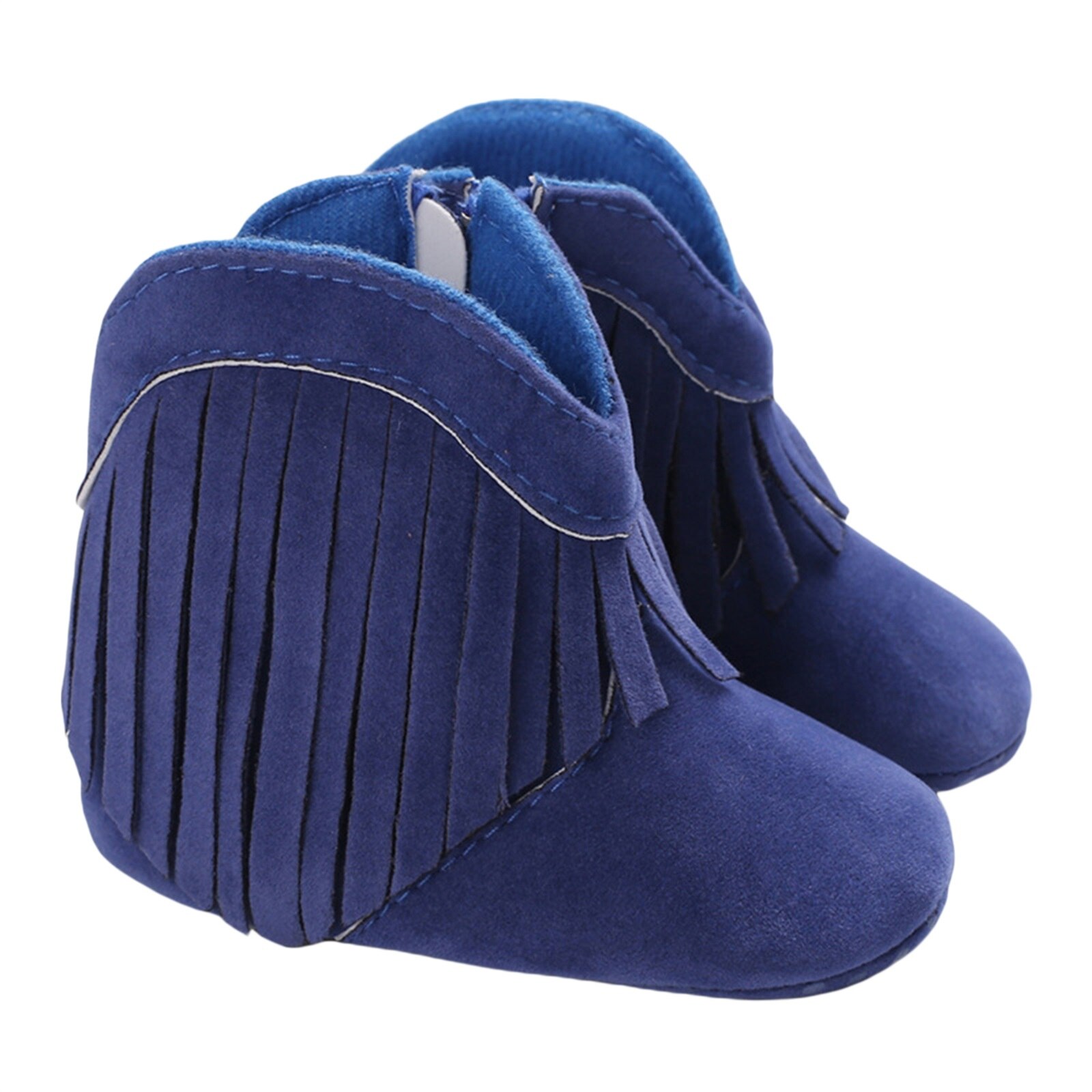 Bottes de neige pour filles, chaussures d'hiver à la , en coton, chaudes, avec pompon, pour bébés, premiers pas: Bleu / 7-12 mois