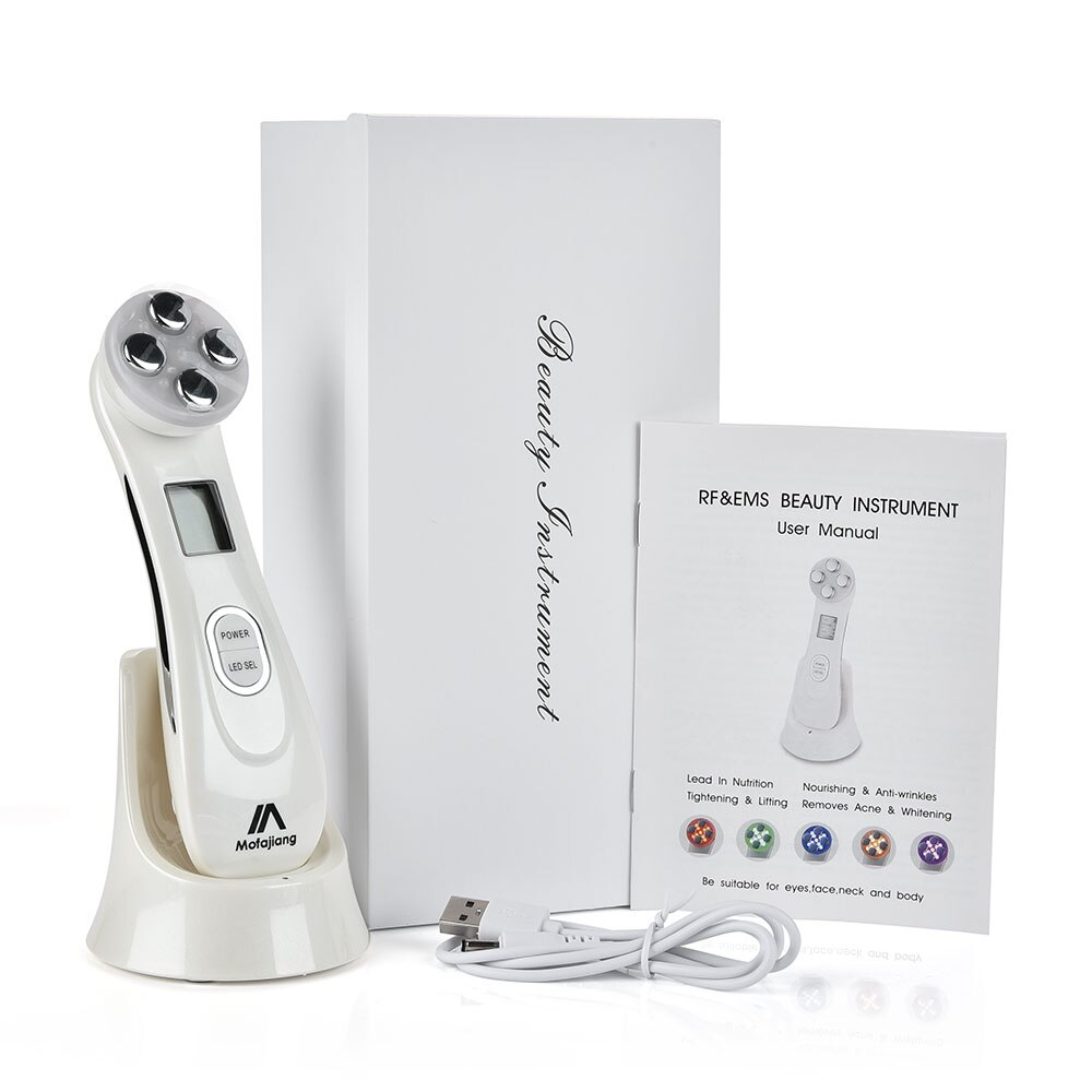 Facial Mesotherapy Electroporation RF Radio LED Photon Therapy Machine Face Lifting Massager Vibration Skin Rejuvenation Device