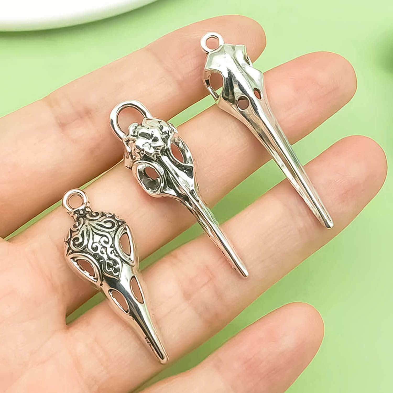 10 Stuks Retro Schedel Vogel Hoofd, Bull Head Charmes Legering Halloween Decoratie Hangers Voor Diy Sieraden Maken Accessoires