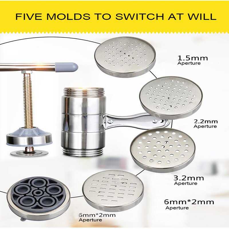 Manual Noodle Maker Maker Press Pasta Machine Crank Cutter Hand-cranked Pasta Machine Tool Making Spaghetti Kitchen Tools