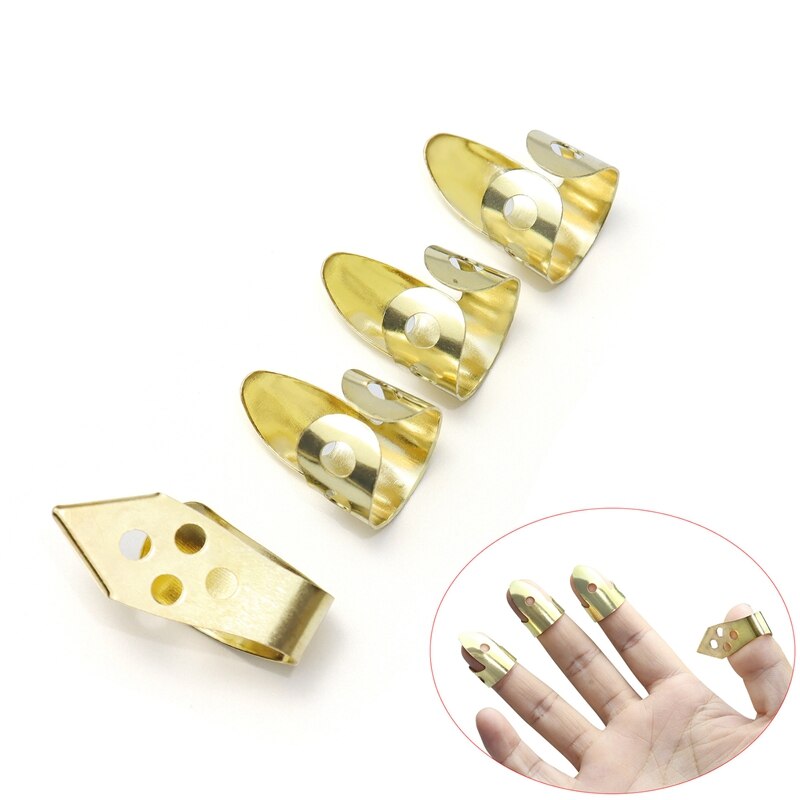 Le doigt de guitare choisit 3 doigts d'index + 1 pouce réglable en métal Banjo protège-doigts de choix de style de doigt