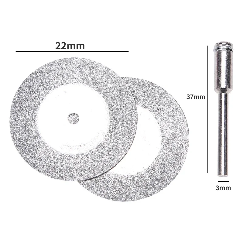 5 Stück 22 mm Diamant-Trennscheiben abgeschnittenes Mini-Diamant-Sägeblatt mit 1 Stück Verbindungsschaft für Dremel Bohren passen Drehwerkzeug