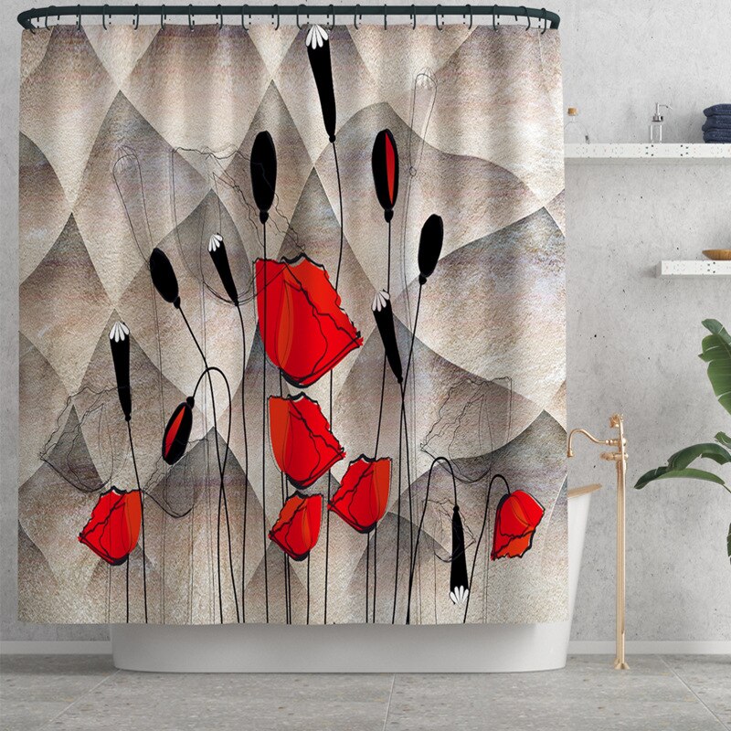 Moderne Stijl Badmat En Douchegordijn Set Water Absorberende Badmat Thuis Decoratie Douche Vloermat Wc Tapijt: Shower Curtain-851