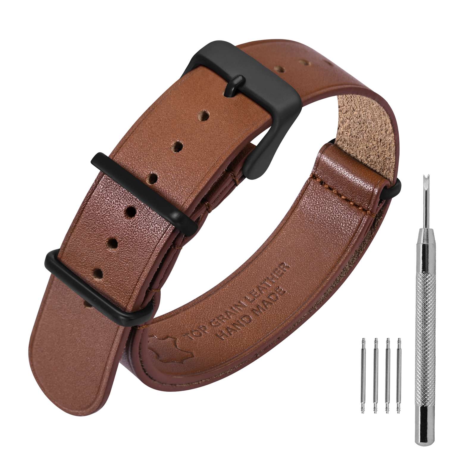 Pulseira de relógio de couro ANNEFIT 18mm 20mm 22mm, pulseiras de relógio militar de uma peça de pele de bezerro genuína para homens e mulheres preto marrom azul: Roxo Verde / 22 milímetros