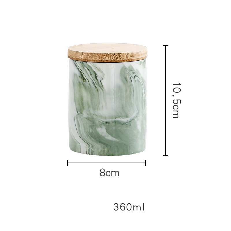 Opbevaringsflaske krukke nordisk stil marmor mønster keramisk køkken krydderi tank sæt træ dække salt shaker krydderikrukke: 3