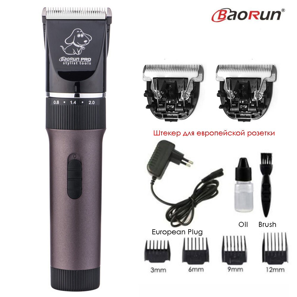 Pet Hair Trimmer Electric Rechargeable Cat Dog Clipper Grooming Cutters Powerful Shaver Machine For Animal 110-240V: Coffee Add B B Blade