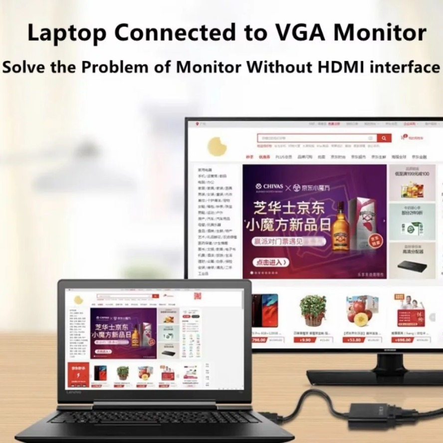 Grwibeou HDMI-compatibel naar VGA-adapter HD 1080P mannelijk naar VGA vrouwelijk converter met audiokabel HDTV NAAR VGA voor pc-laptop tablet