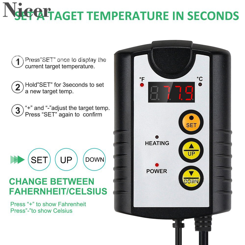 Temperature And Humidity Control Regulator Digital Display Sensor Plant Crawler Heating Pad Temperature Controller Instrument