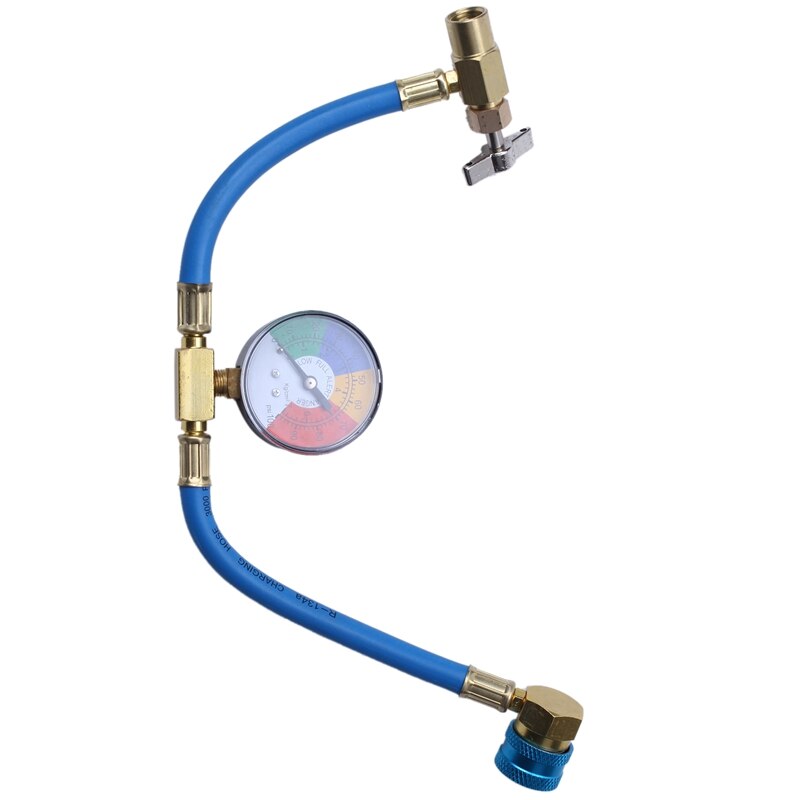 A/C R-1234YF Car Air Conditioning Refrigerant Filling Hose Manifold Pressure Gauge