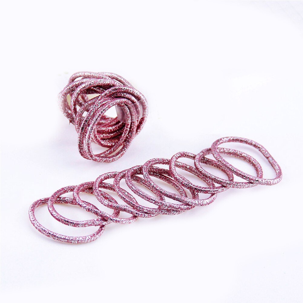 10Pc Glitter Shining Kids Chouchou Kleurrijke Elastische Haarbanden Zoete Leuke Paardenstaart Houder Voor Meisjes Accessoires Haar Ringen: light pink