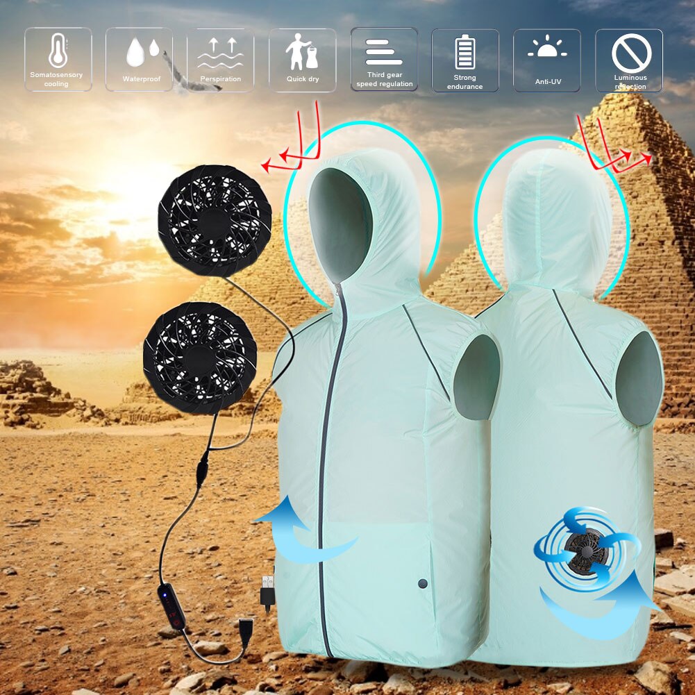 Gilet de Protection contre le soleil pour hommes et femmes, avec ventilateur rafraîchissant, pour climatisation, d&#39;extérieur, chargeur USB, UPF50 +, été