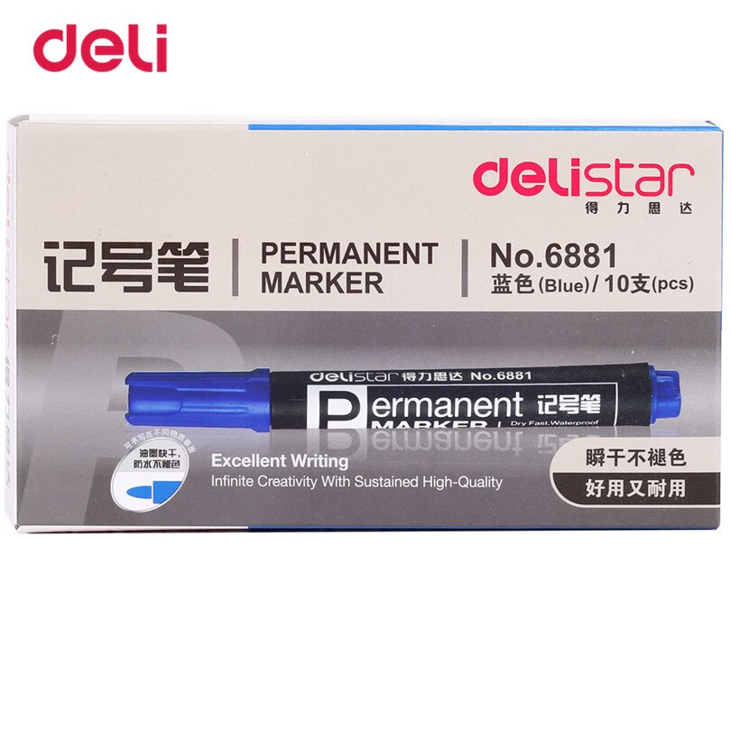 Deli Markeerstift Whiteboard Marker Blauwe Inkt Pen Uitwisbare Maker Pen Voor Witte Boord Briefpapier Kantoor Schoolbenodigdheden