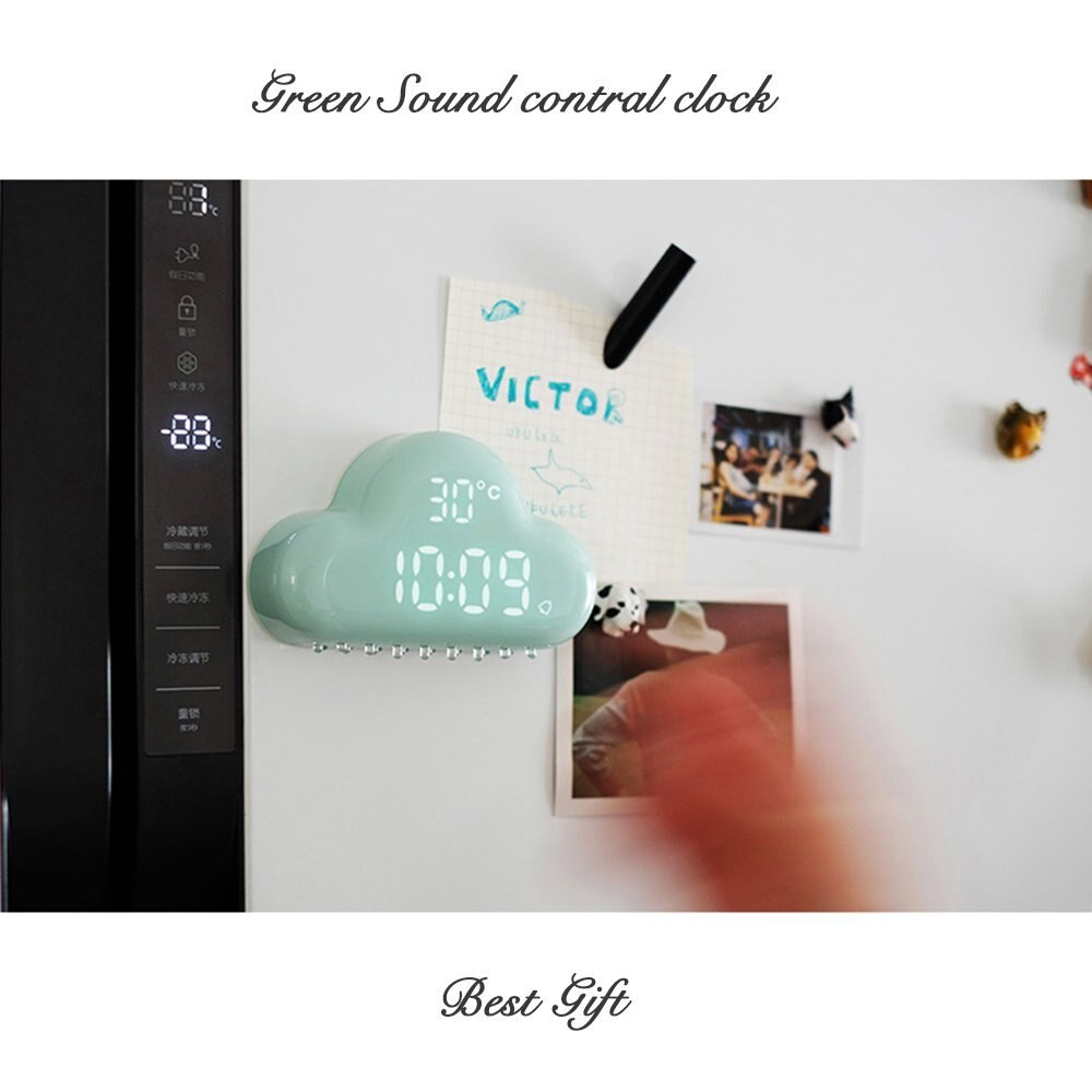 Horloge alarme numérique de nuage | Contrôle du son rechargeable USB à commande tactile, calendrier de température électronique, creux intelligent 3d