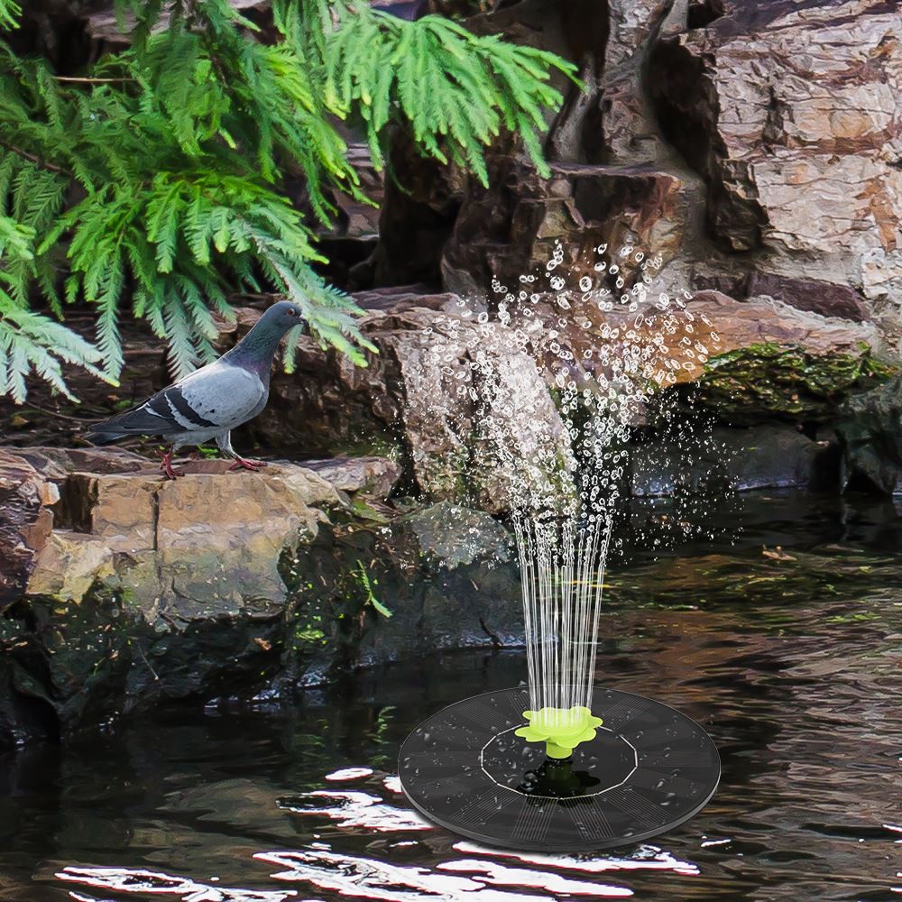 1.4W Solar Fontein Met 5 Sprinkler Nozzles Solar Pomp Powered Fontein Vogel Bad Fontein En 1 Overbrengen Hoofd Hoge power