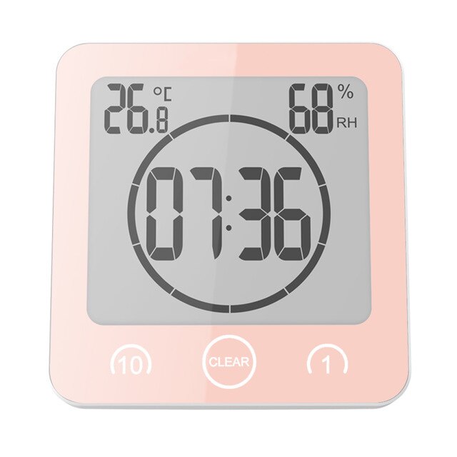 Waterdichte lcd digitale wandklok douche zuignap wandstandaard alarm timer temperatuur vochtigheid bad weerstation voor thuis: Rood