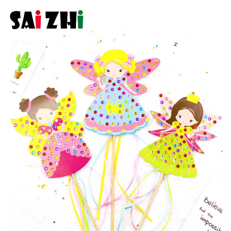 Saizhi Craft Toys For Children Colorful Magic Diamond Fairy Stick Kindergarten Kids Diy Craft Sets Handmade Show Props