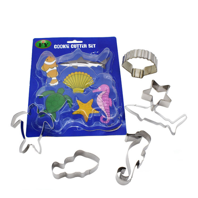 6pcs/set Sea Cookie Cutters Shell Turtle Shark Fish stainless steel Biscuits Moulds Baking Tools