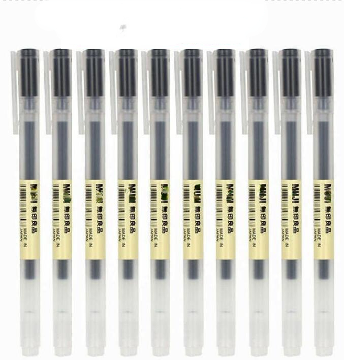 Set van 10/5 muji gelpennen met 0.38/0.5mm inktkleuren, balpennen in japanse stijl, zwart/blauw/rood, voor school, kantoor, examens en handtekeningen.