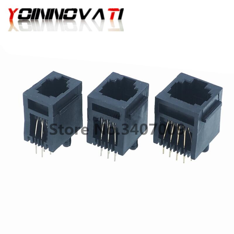50pcs RJ11 Telephone Jack Connector 4P4C 6P6C 8P8C 95001 Vertical Crystal Head Female Socket Black