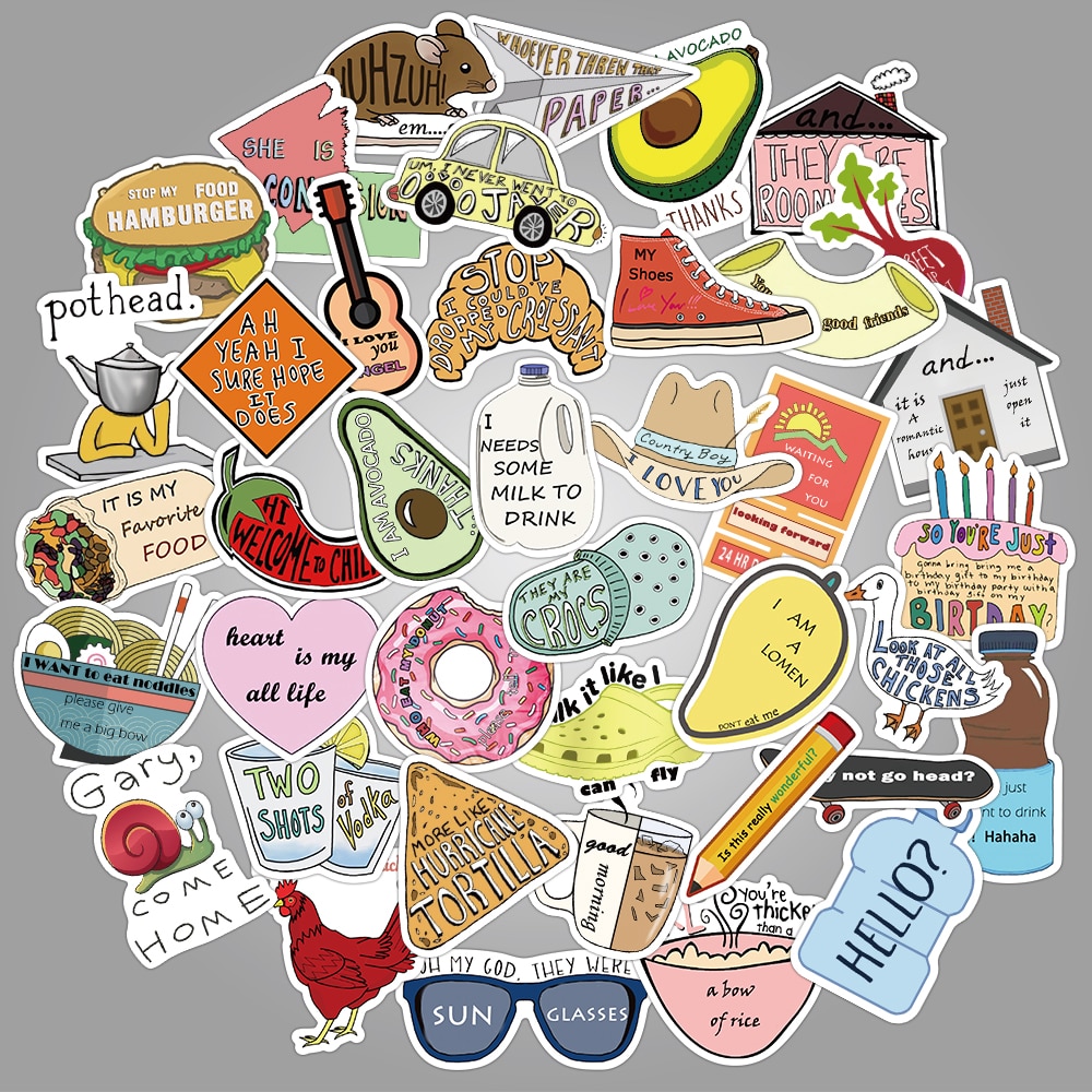 50 PCS Cartoon Simple VSCO Girls Kawaii Stickers For Chidren Toy Waterproof Sticker to DIY Laptop Bicycle Helmet Car Decals