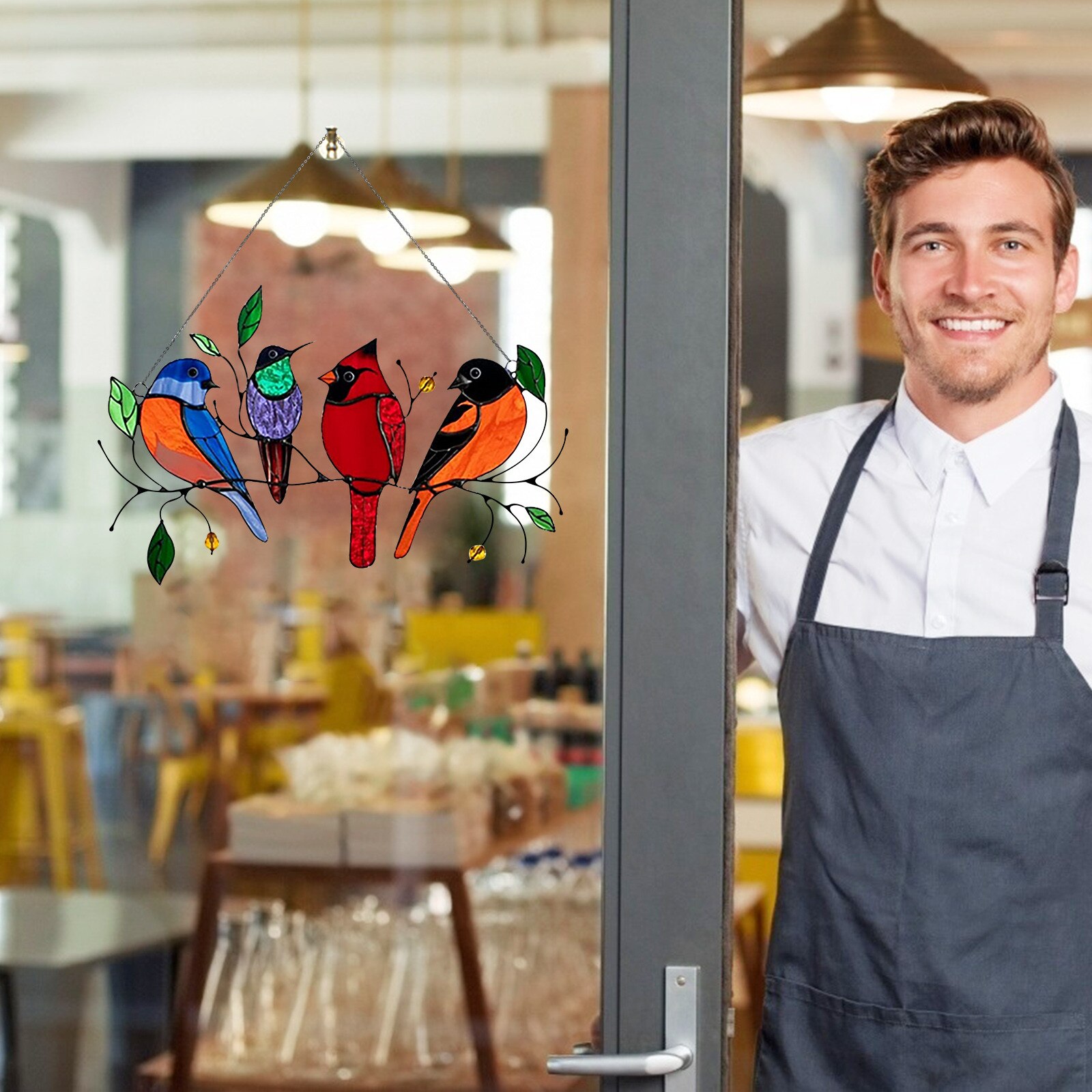 Vogel Soorten Stained Hanger Venster Opknoping Suncatcher Acryl Vogels Opknoping Decoratie Ambachten Stained Glass Window Panelen