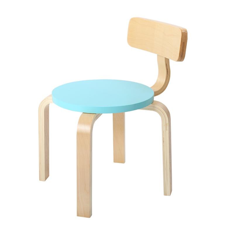 Children's Study Table and Chair Stool Solid Wood Chair Kindergarten Baby Study Table and Chair Color Stool: Color 3