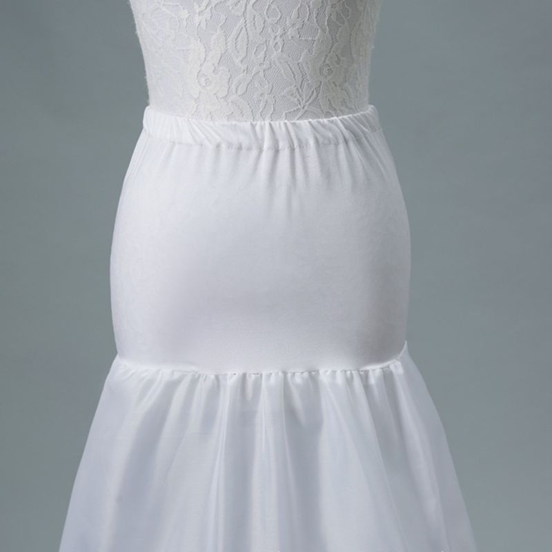 Vrouwen 2 Lagen Fishtail Petticoat Crinoline Met Tule A-lijn Floor Lengte Onderrok Half Slip Voor Bruids Trouwjurk
