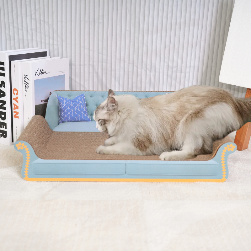 Bankvormig kattenkrabplankbed - 20 inch duurzaam golfkartonnen kat, modern stijlvol kattenbed, bescherm meubilair