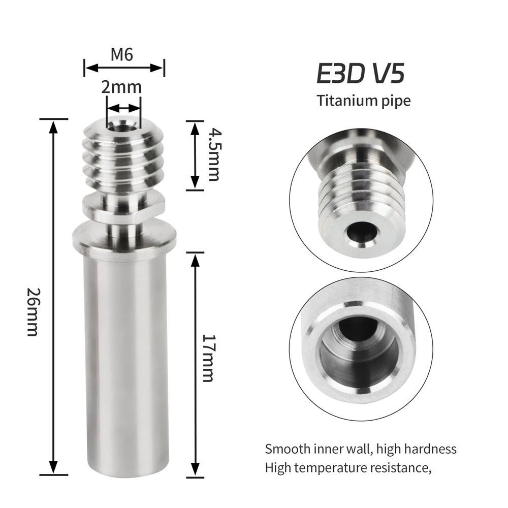 Garganta bimetálica CR6 SE, rotura de calor, alta temperatura, aleación de titanio y cobre rojo, Garganta V6 para Anycubic VYPER Mega S Mega Pro, 1/2 Uds.: 1,5 mm / Marrón
