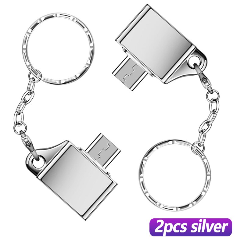 Anmone Micro Usb Otg Adapter Android Micro Converter Voor Mobiele Telefoon Tablet Micro Kabel Otg Plug Lading Data Schijf Connector: 2pcs silver otg plug