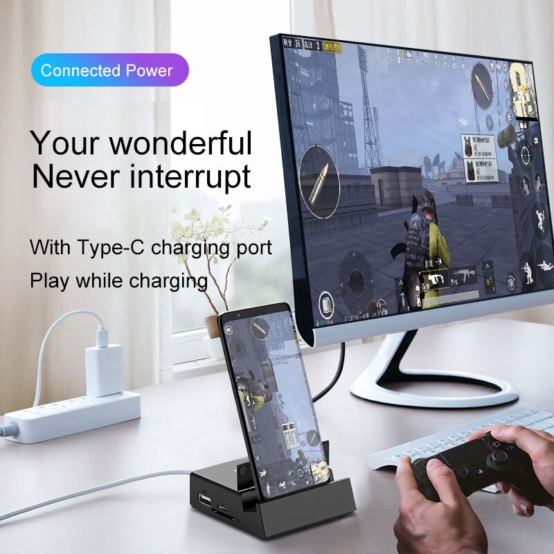 8 in 1 type c hub docking station telefon lader holder stativ kortleser usb c til hdmi adapter for huawei  p30 p20 pro