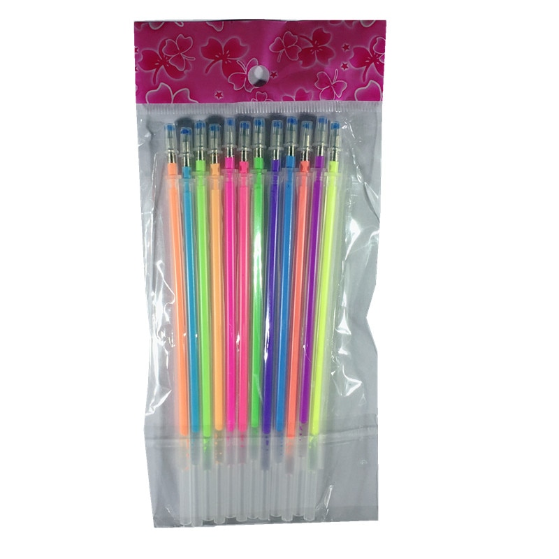 12Pcs/Set Gel Pen Colors Refill Office Highlight Pen Refill Colours Ink School Stationery Writing Tool School Supplies