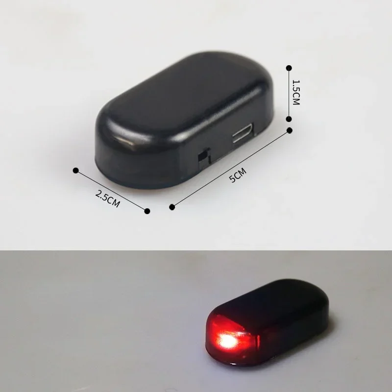 Luz de seguridad falsa para coche, alarma simulada alimentada por energía Solar, advertencia inalámbrica, lámpara de precaución antirrobo, LED de imitación intermitente: Rojo