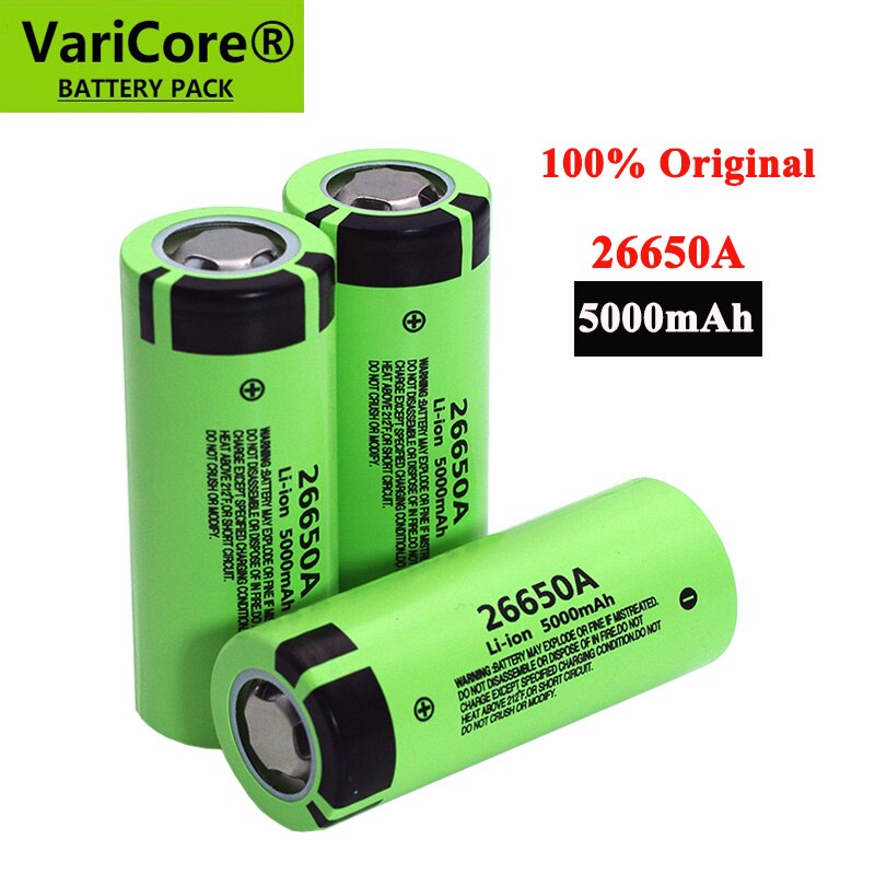 Varicore 26650A Ion Batterij 3.7V 5000mA Oplaadbare Batterijen Ontlader 20A Power Batterij Voor Zaklamp E-Tools Batterij