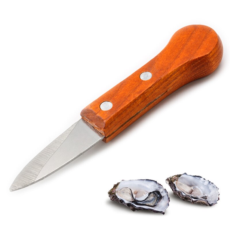 Rostfritt stål ostron kniv trä handtag räka kniv fisk skala skrapa skaldjur verktyg, skalöppnare kökstillbehör