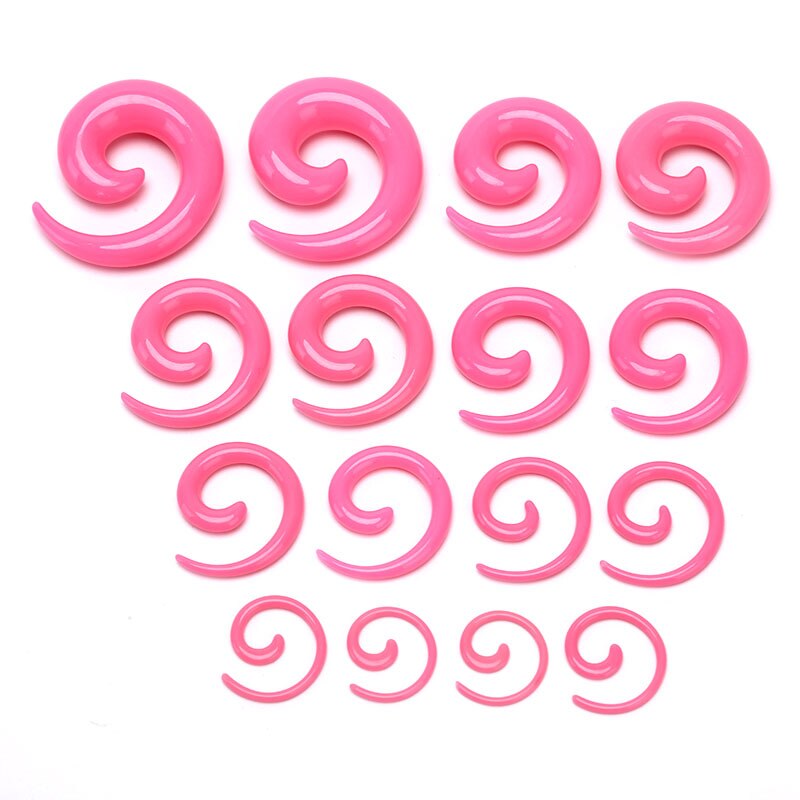 16 Stks/set Spiral Taper Flesh Tunnel Ear Brancard Expander Stretching Plug Slak: Pink