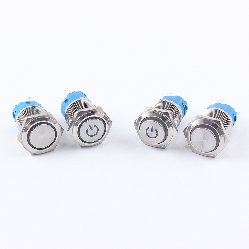 16mm hoch heilen Metall Drücken Druckschalter 12V 24V momentan Energie LED Wasserdicht Glocke Ring Auto Motor- 1Nein 3V