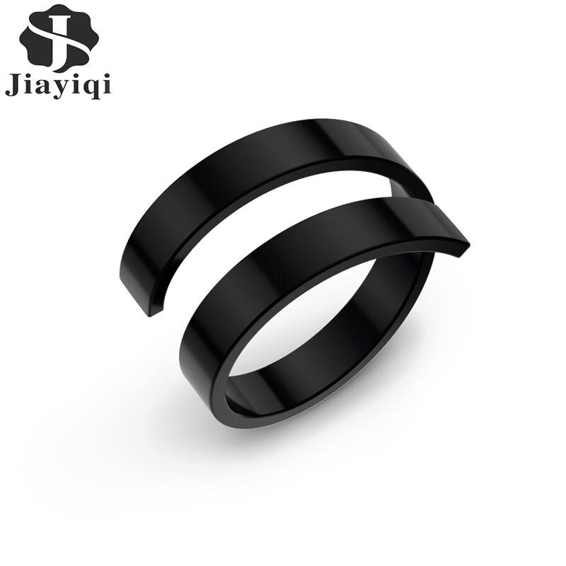 Simple Style Black Wrap Ring 316L Stainless Steel Men Finger Ring Wedding Engagement Band Jewelry Party
