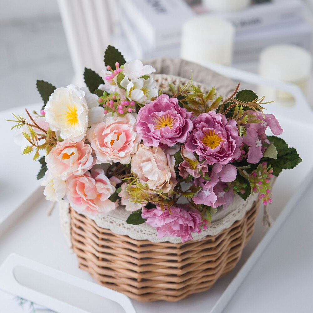 Künstliche Blumen Weihnachten Dekorationen Vasen für Heimat Hochzeit Dekorative Blumen die Seide Pfingstrose DIY Ornamentalen blumentopf