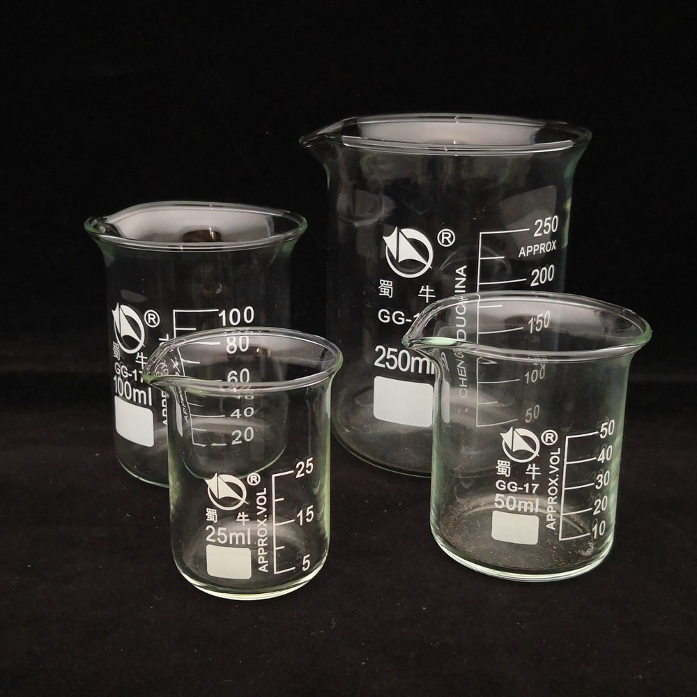 1 sæt  (25ml,50ml,100ml,250ml)  borosilikatglas bægerglas kemi eksperiment varmebestand laboratorieudstyr bægerglas laboratorieudstyr