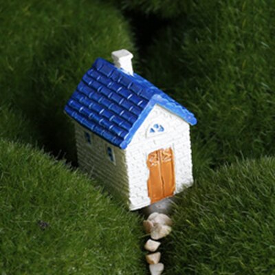 Zocdou søde hus bygning sommerhus værelse lille statue boligindretning tilbehør miniature børn legetøj dekor håndværk figurer: Blå